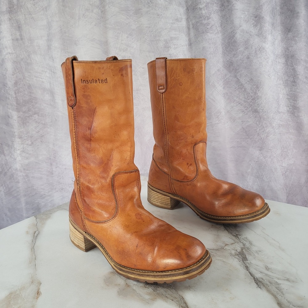 Vintage Insulated Leather Campus Boots Men's Size 11 D British Tan